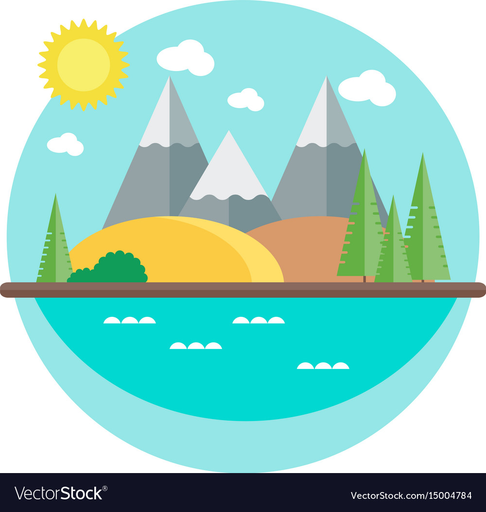 Autumn landscape with mountains in the flat style Vector Image