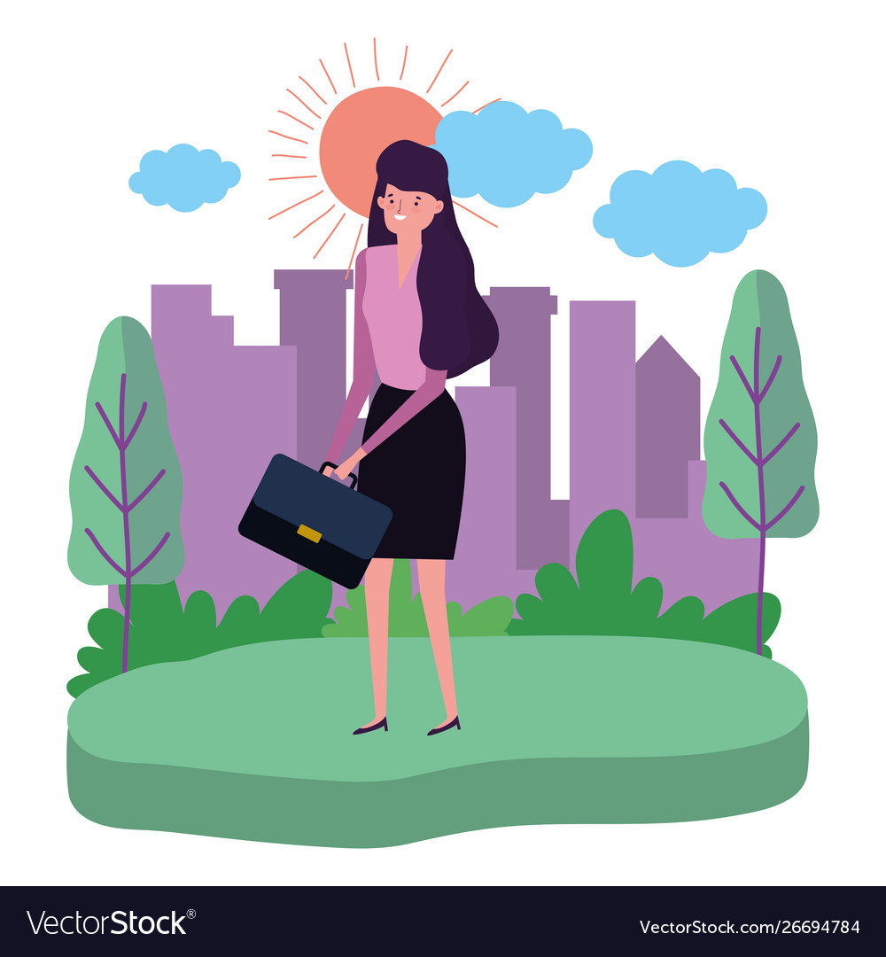 Businesswoman avatar with suitcase design