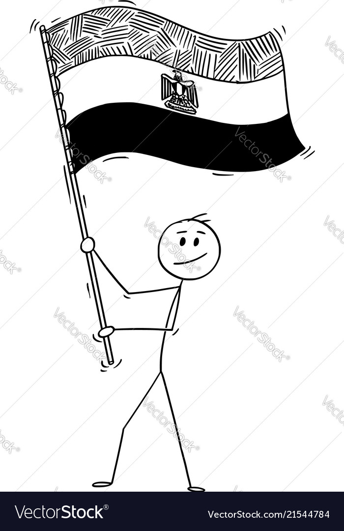 Cartoon of man waving the flag arab republic