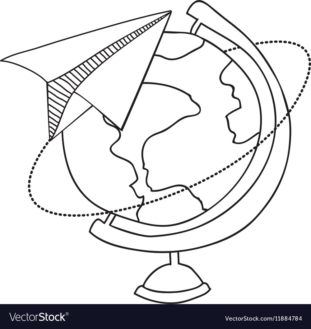 Contour with map of the world and plane paper