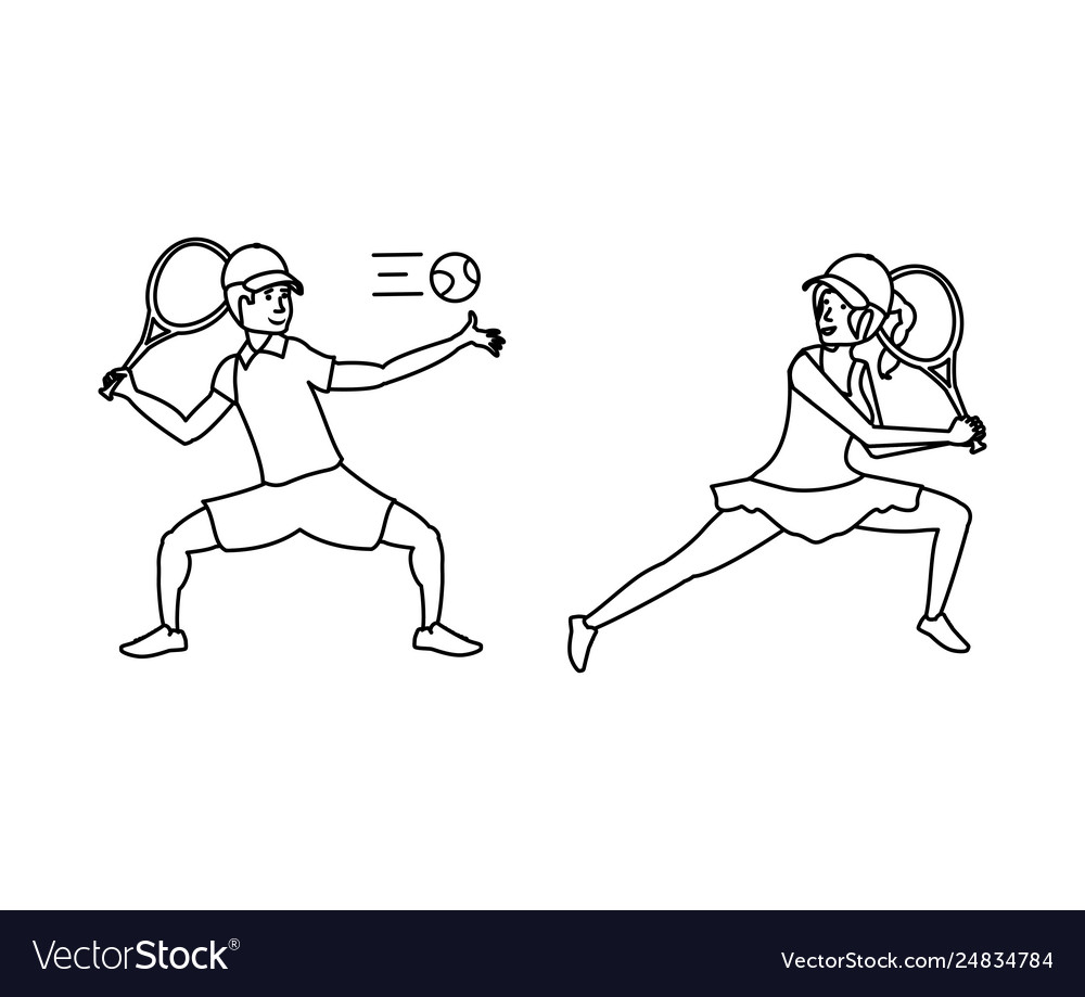 Couple playing tennis avatar character