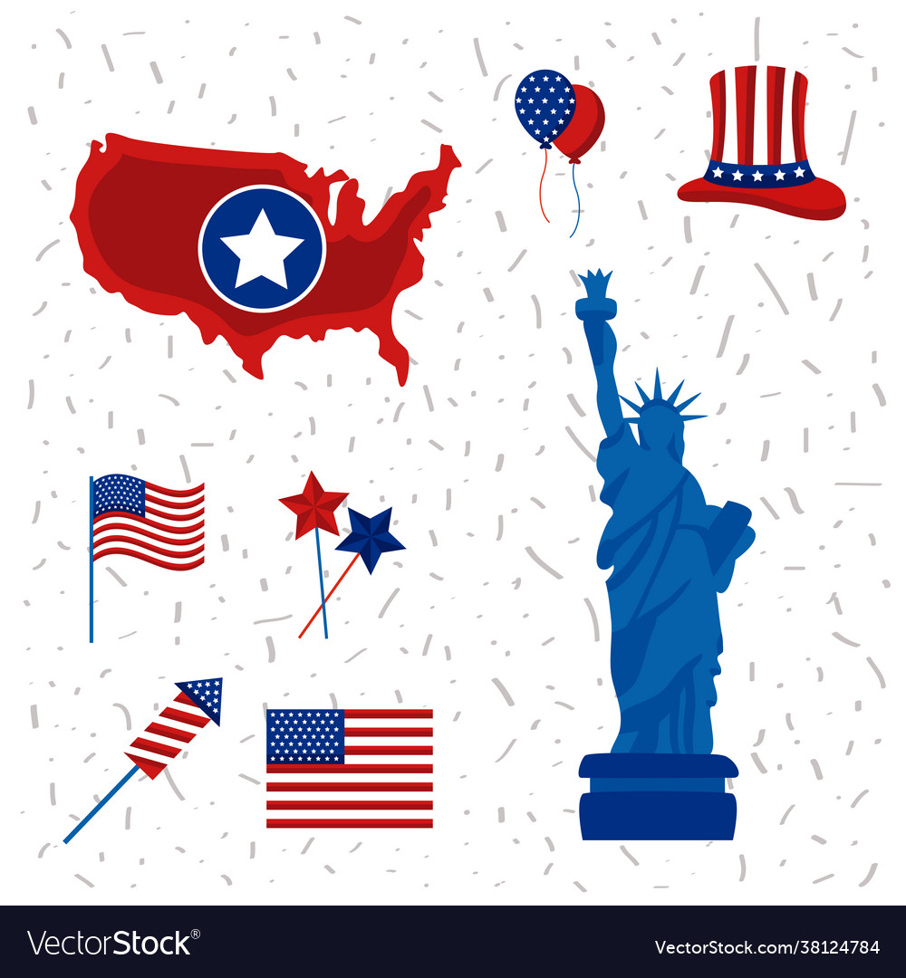 Eight usa independence icons Royalty Free Vector Image