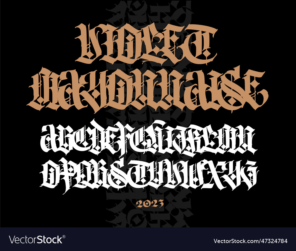 Gothic uppercase letters on a dark background Vector Image