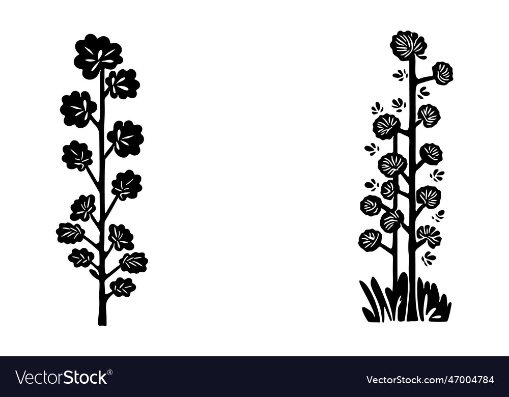 Linocut tree design elements in scandi vector image Linocut tree design elements in scandi