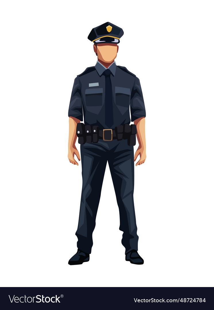 Police Standing Front View Royalty Free Vector Image