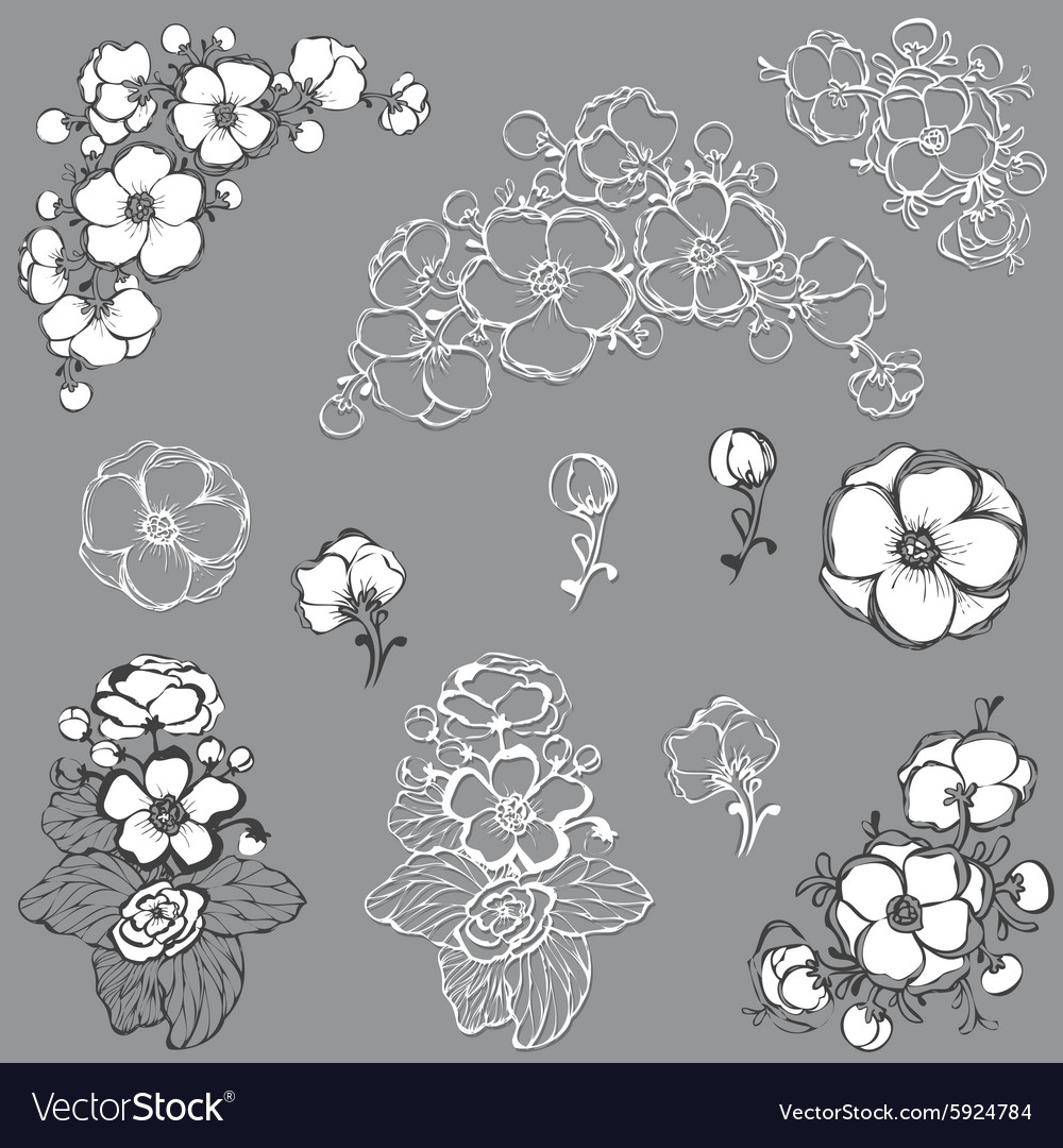 Set of design flowers