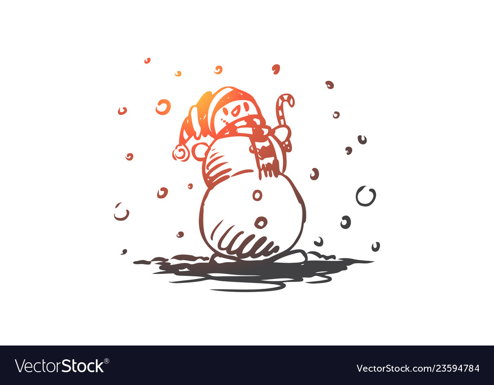 Snowman winter cold december ice concept hand