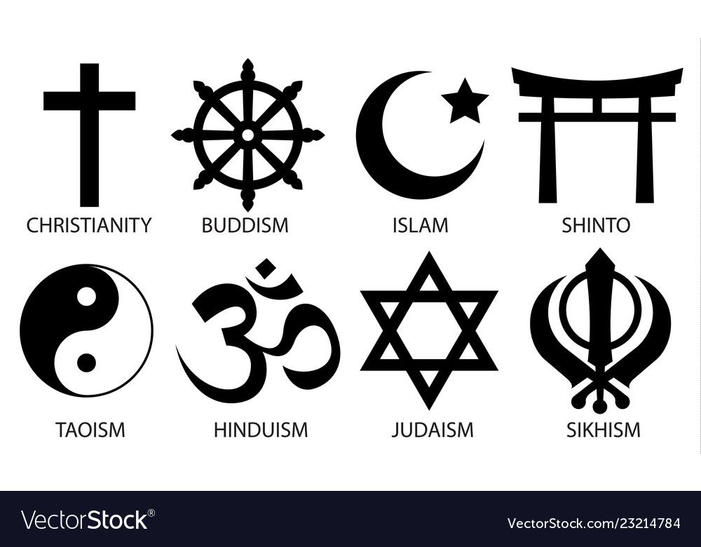 World religion symbol icon set Royalty Free Vector Image