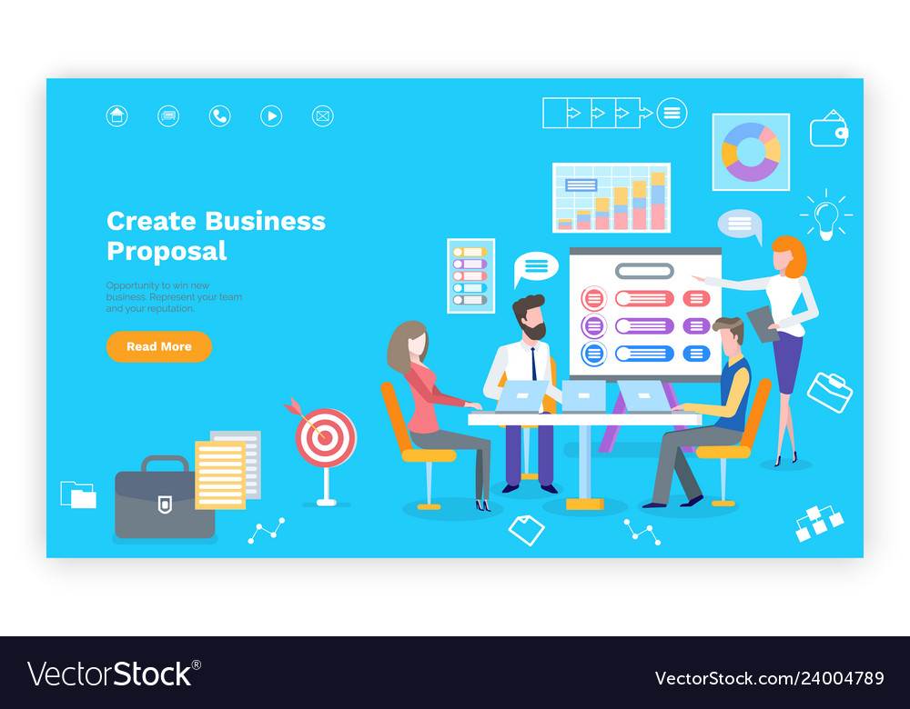 Create business proposal teamwork website vector image Create business proposal teamwork website