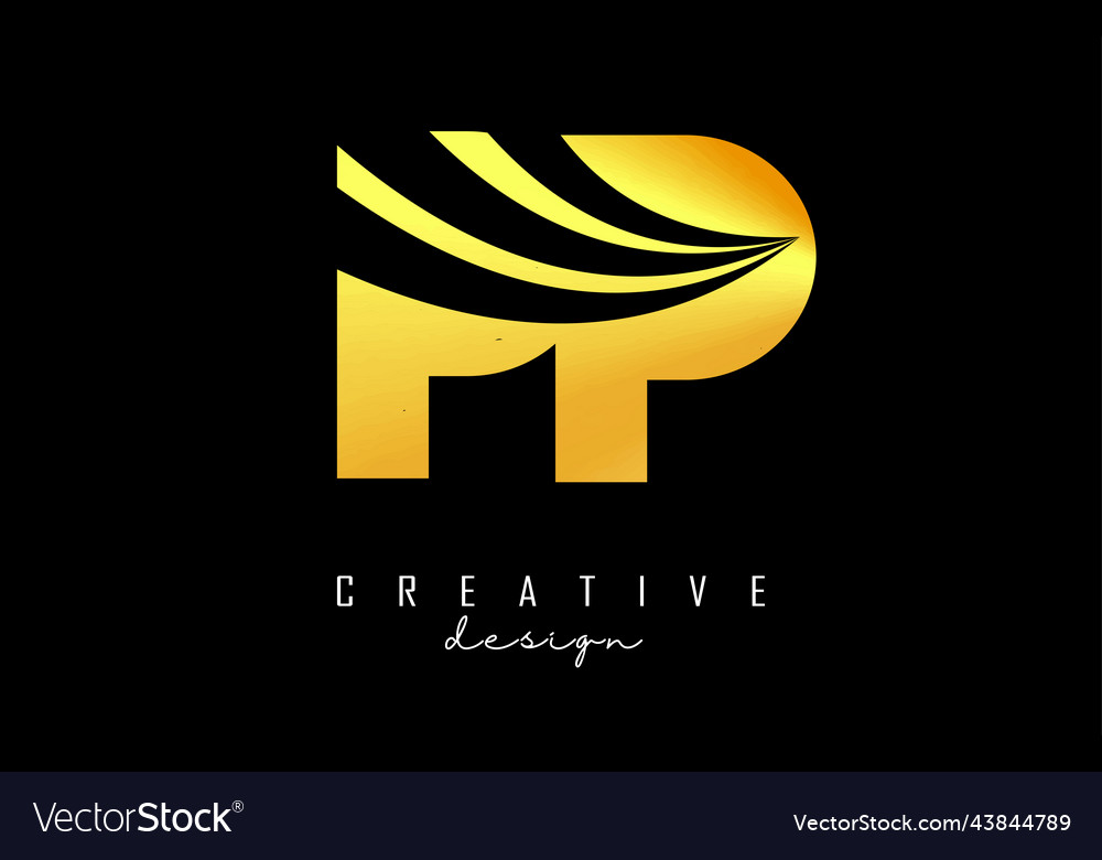 Creative Golden Letters Pp P Logo With Leading Vector Image