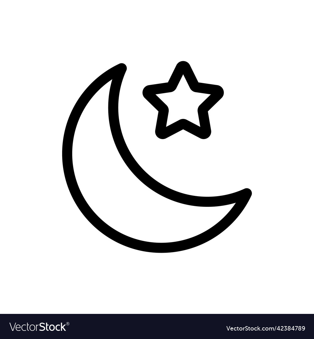 Crescent moon and star icon