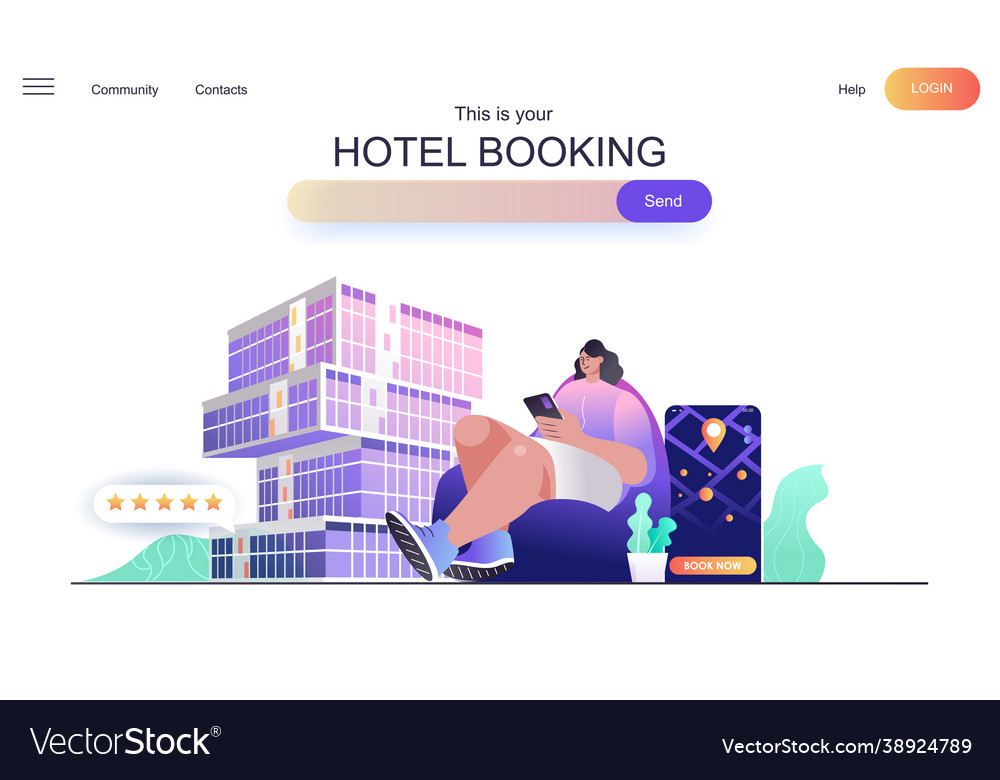 Hotel booking web concept for landing page Vector Image