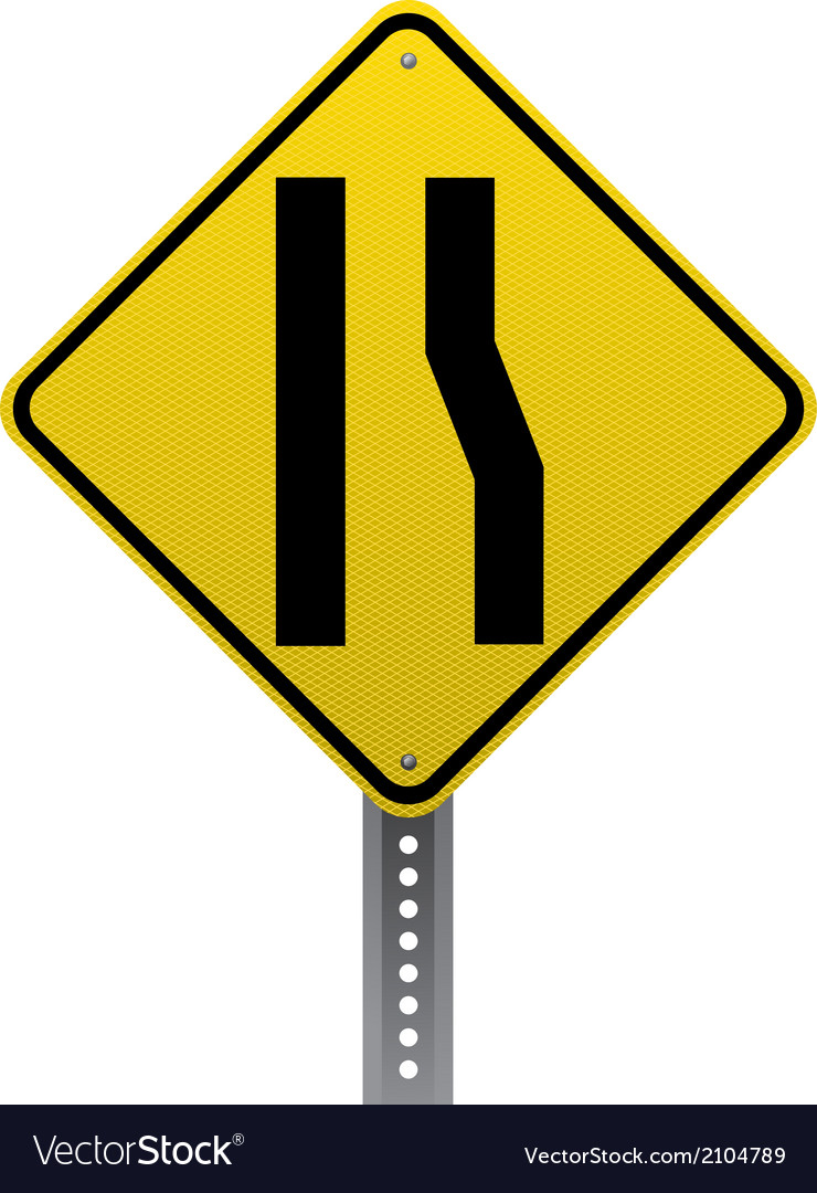 Lane Ends Sign Royalty Free Vector Image Vectorstock