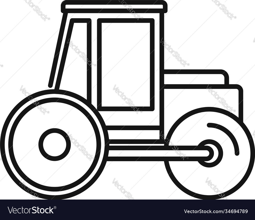 Paving road roller icon outline style Royalty Free Vector