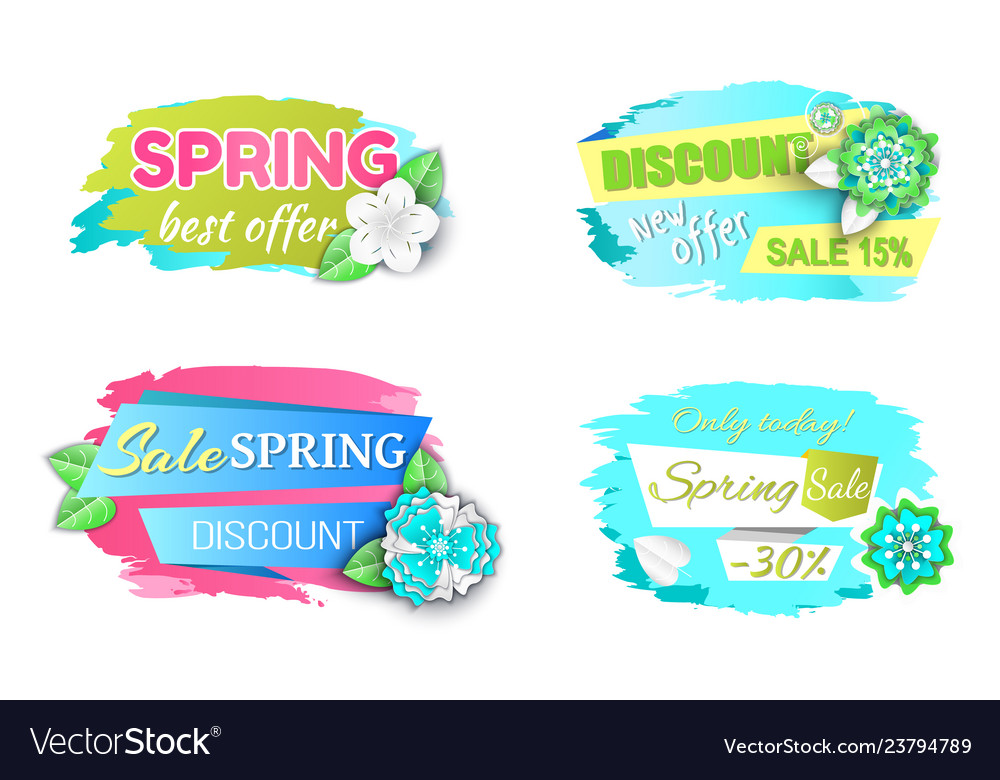 Spring best offer promo labels prices