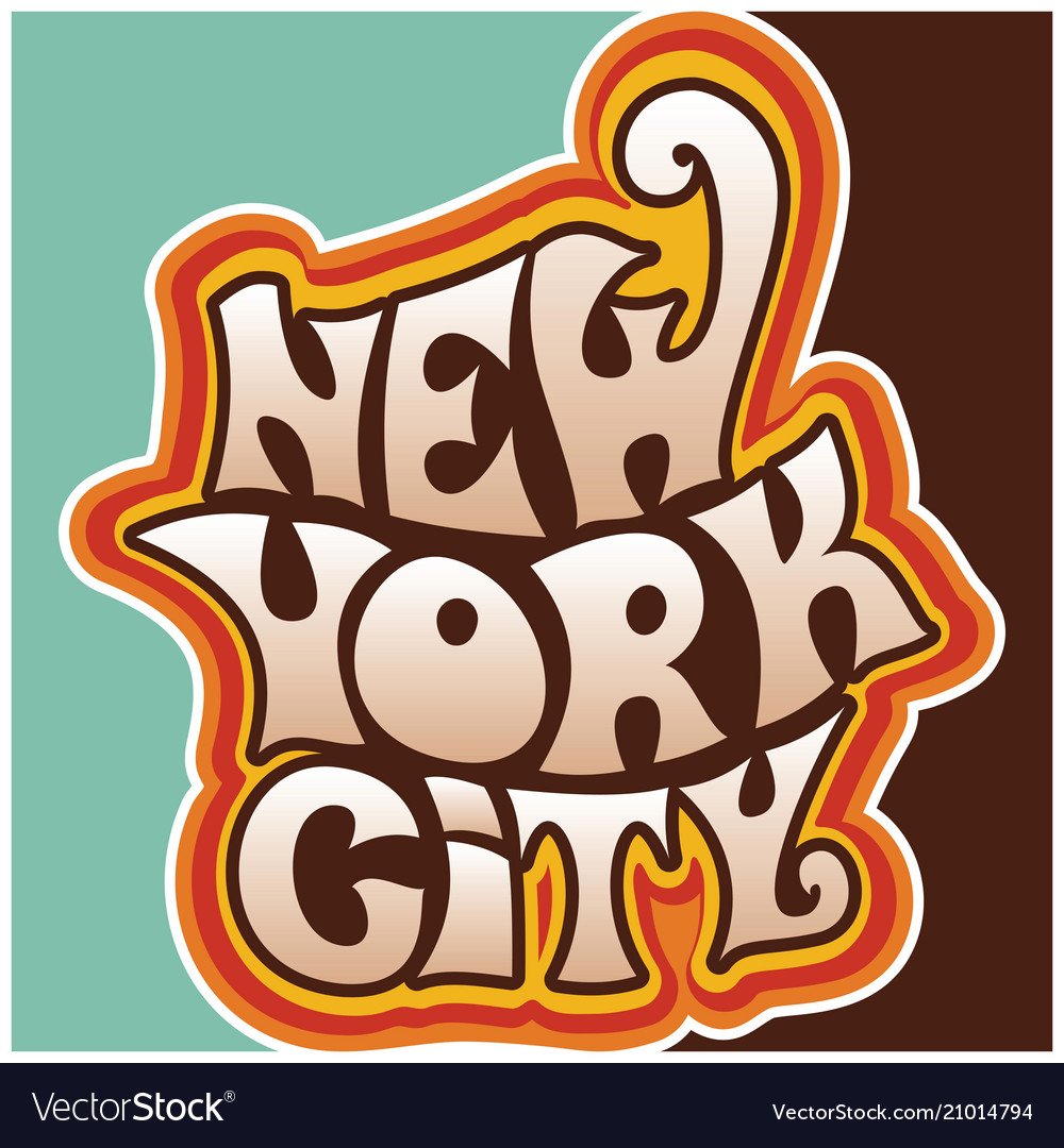 60s 70s New York City Funky Lettering Royalty Free Vector