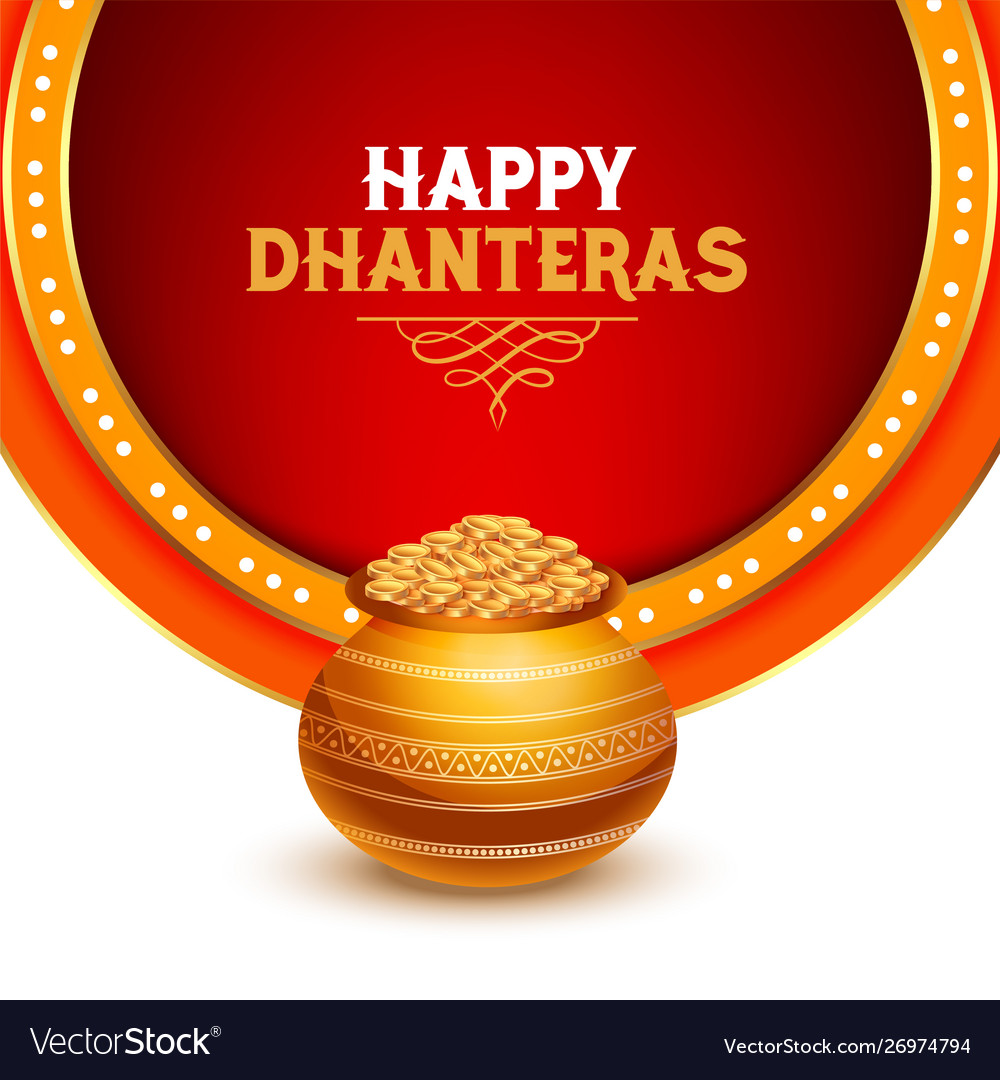 Beautiful happy dhanteras greeting card design Vector Image