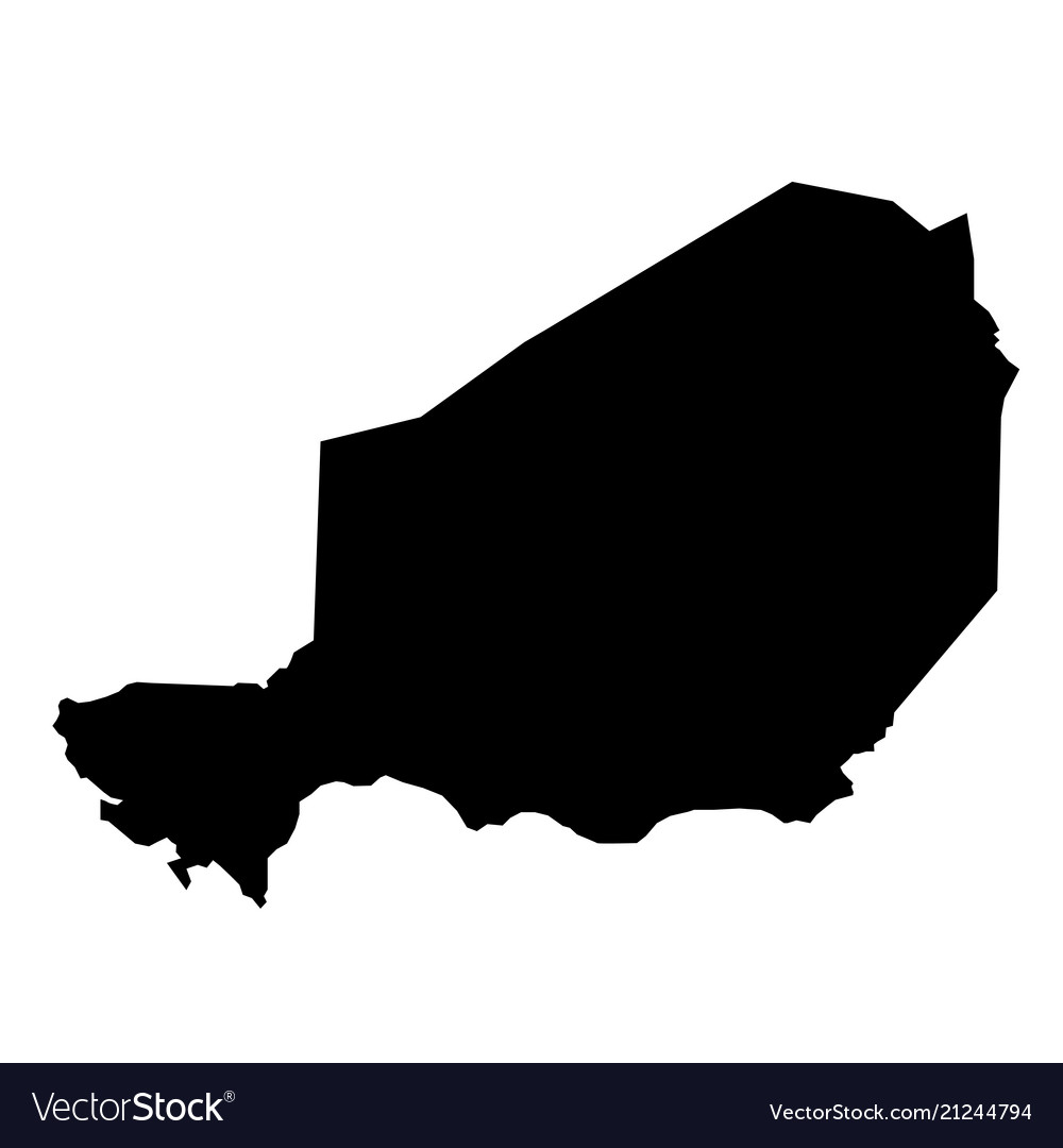 Black silhouette country borders map of niger Vector Image