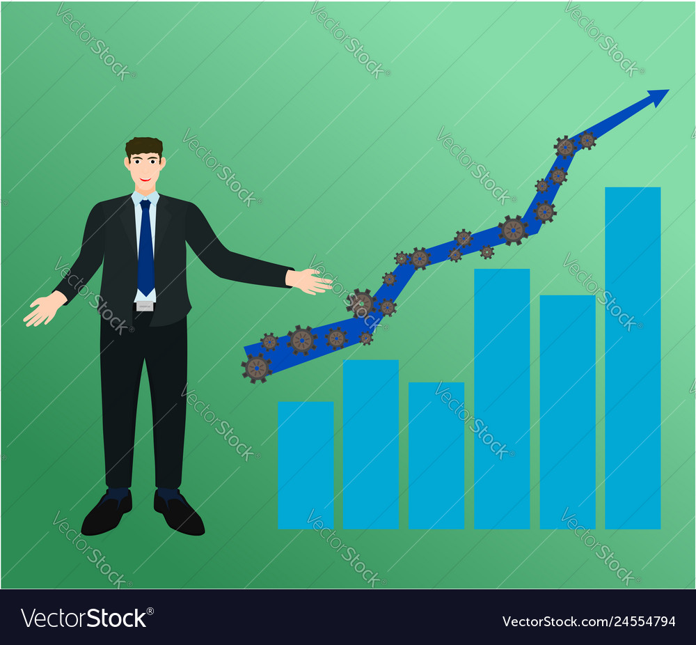 Geschäftsmann Wachstumsgraph mit Gangpfeil