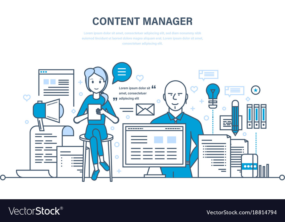 Content manager work on writing processing text