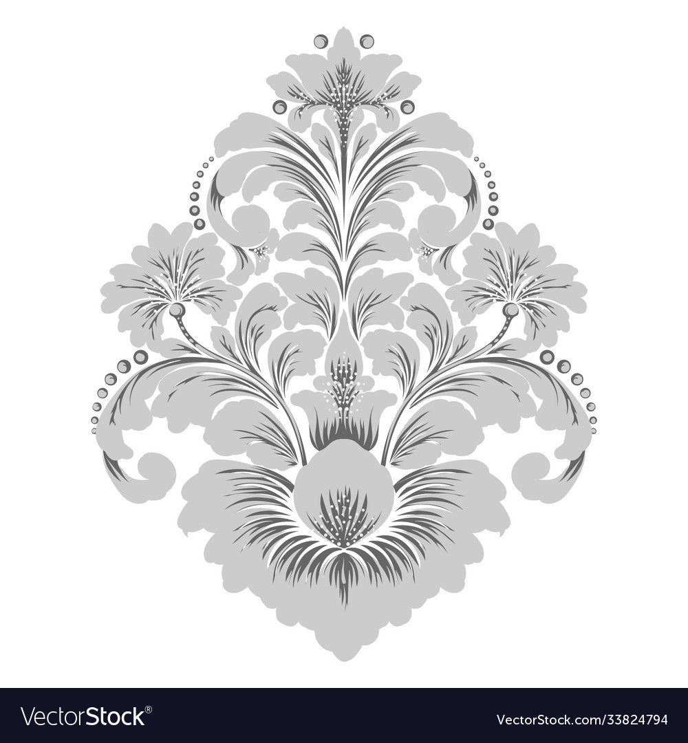 Damask element isolated central vector image Damask element isolated central