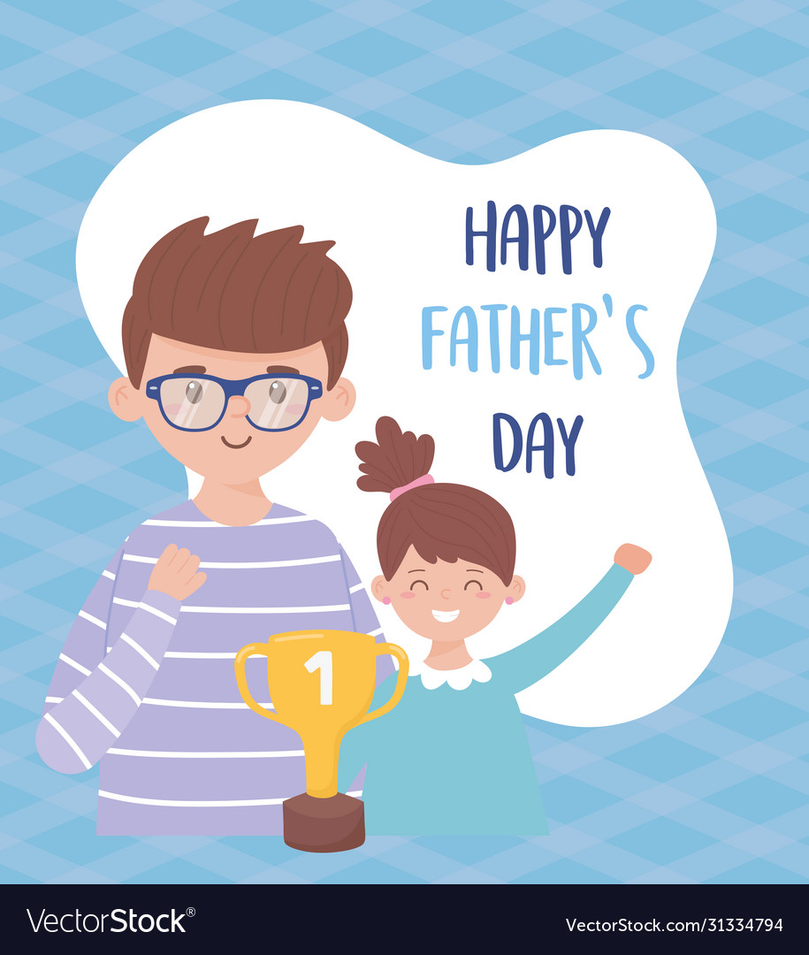 Father with daughter on fathers day trophy Vector Image