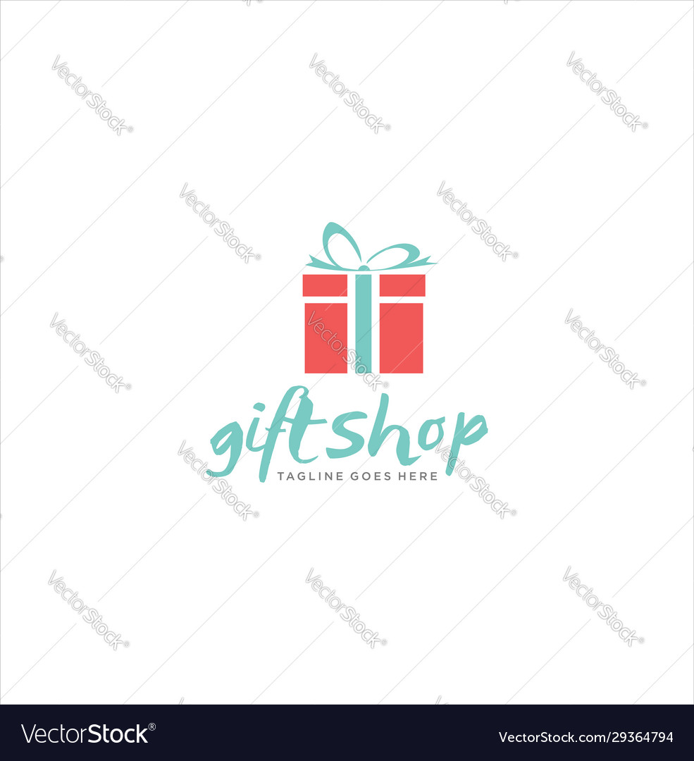 Gift shop logo design loving logo box Royalty Free Vector