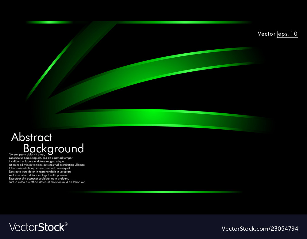 Green ribbon wave on a black background layout