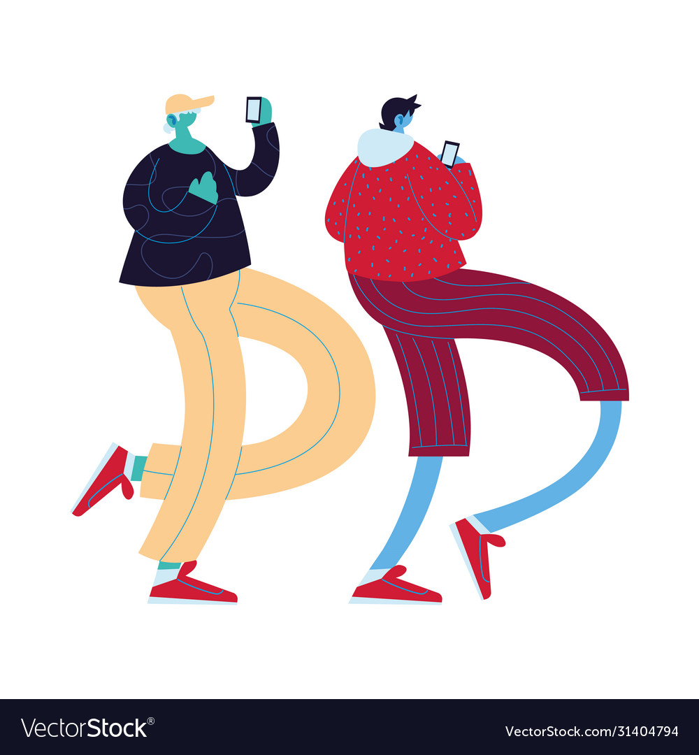 Men cartoons with smartphones design
