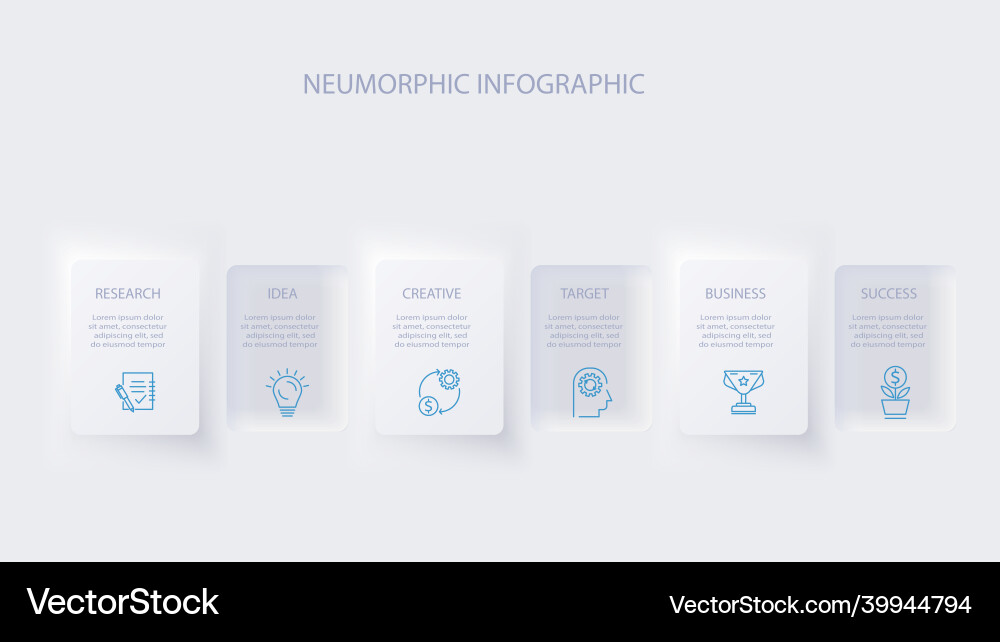 Neumorphic flow chart infographic creative Vector Image