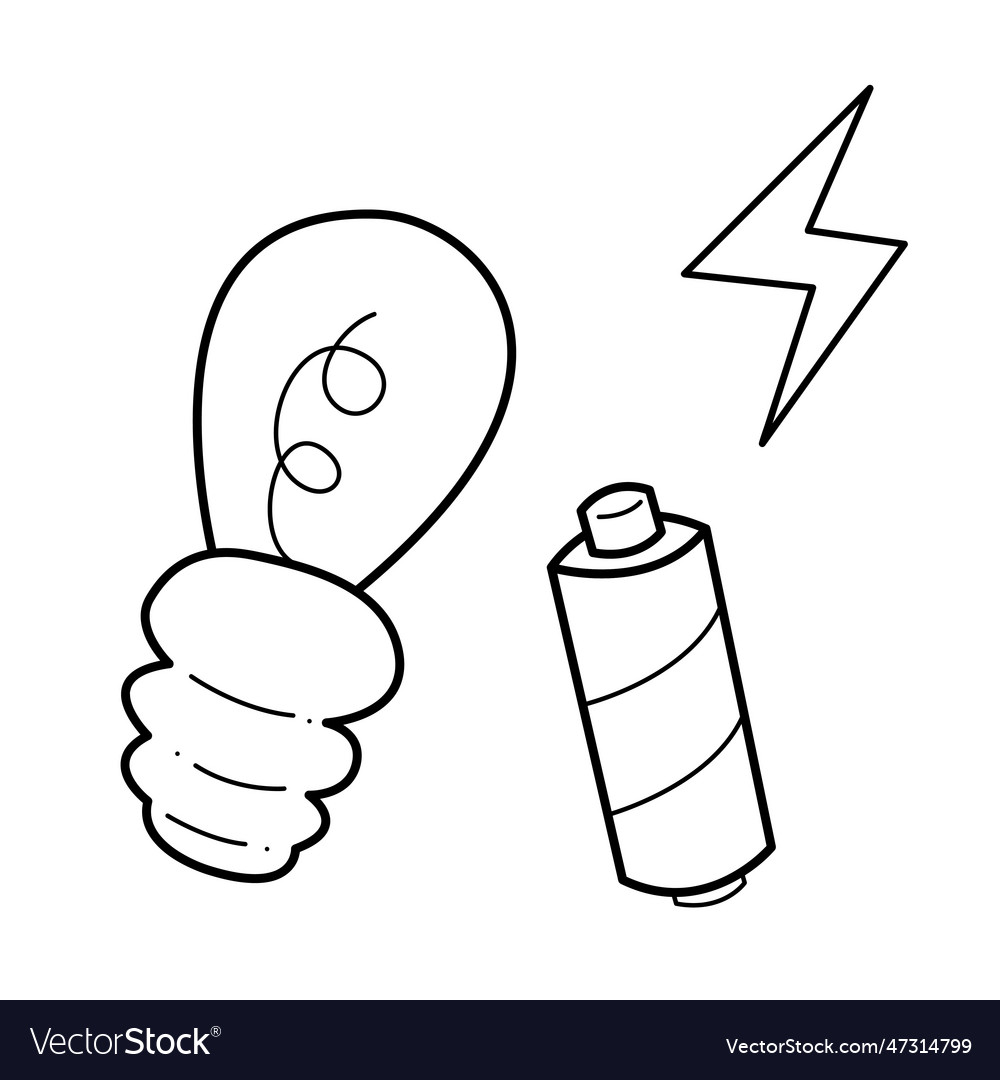 A small set of incandescent bulbs batteries Vector Image