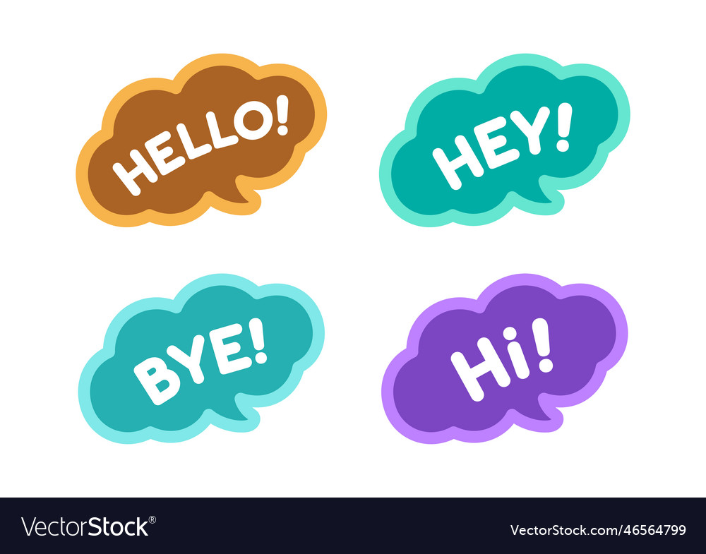 Cute hello and bye greeting speech bubble icon