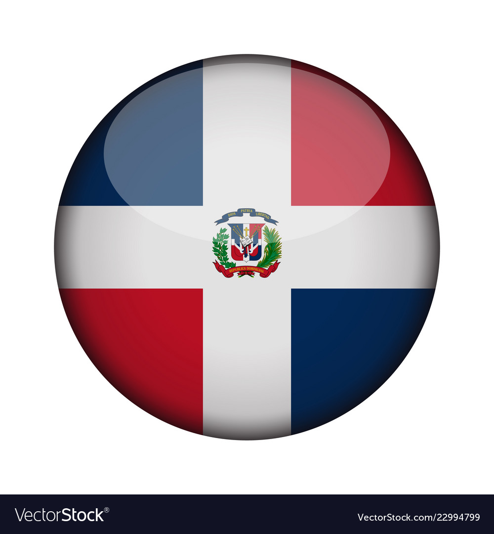 Dominican republic flag in glossy round button Vector Image