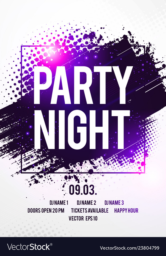 Electro night dance party music poster template vector image Electro night dance party music poster template