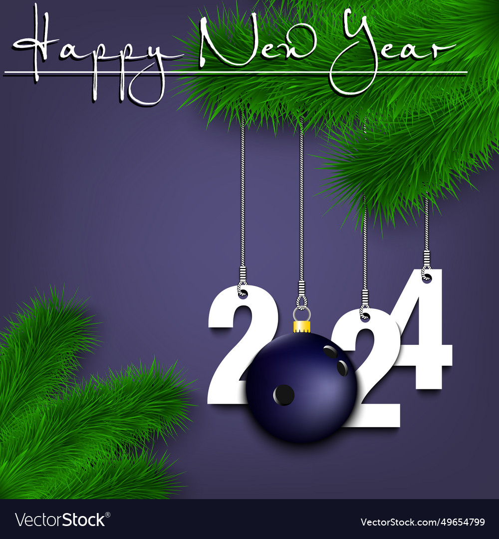 Happy new year 2024 and bowling ball Royalty Free Vector