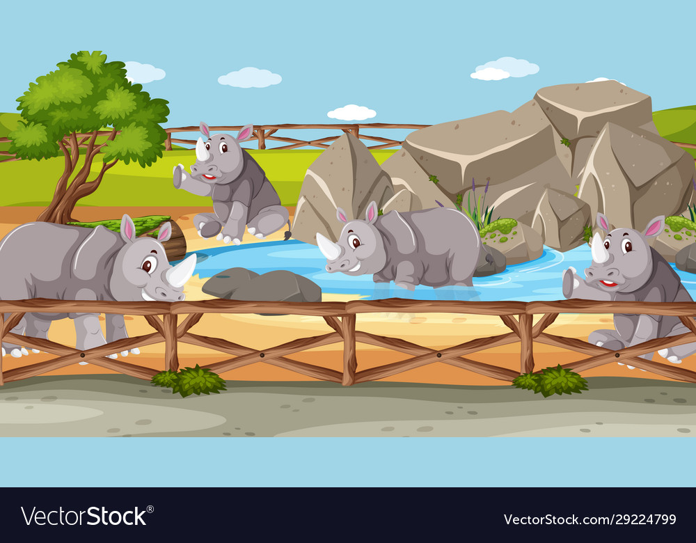 Scene with wild animals in zoo at day time