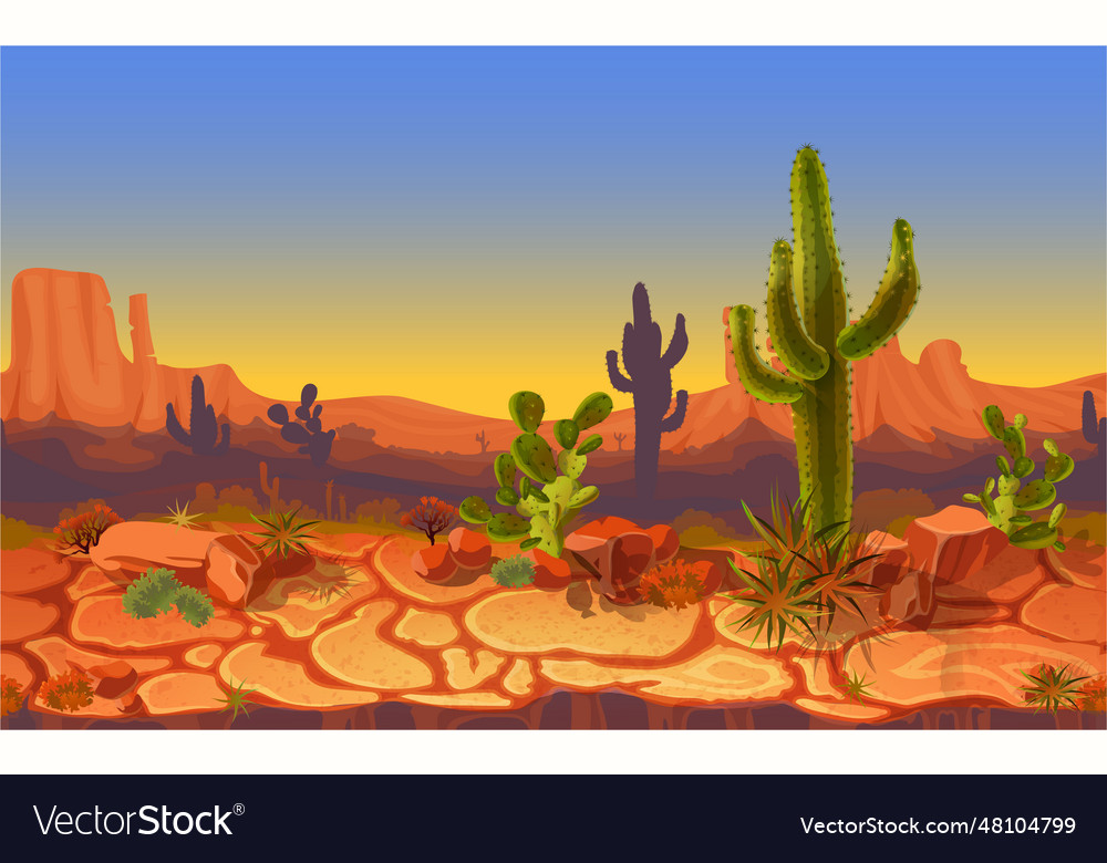 Seamless desert horizontal landscape Royalty Free Vector