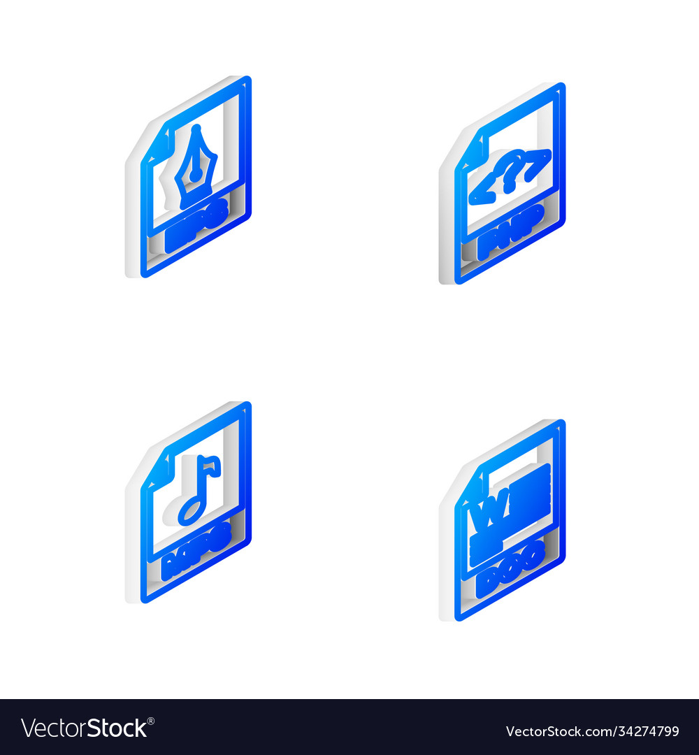 Set isometric line php file document eps mp3 vector image Set isometric line php file document eps mp3