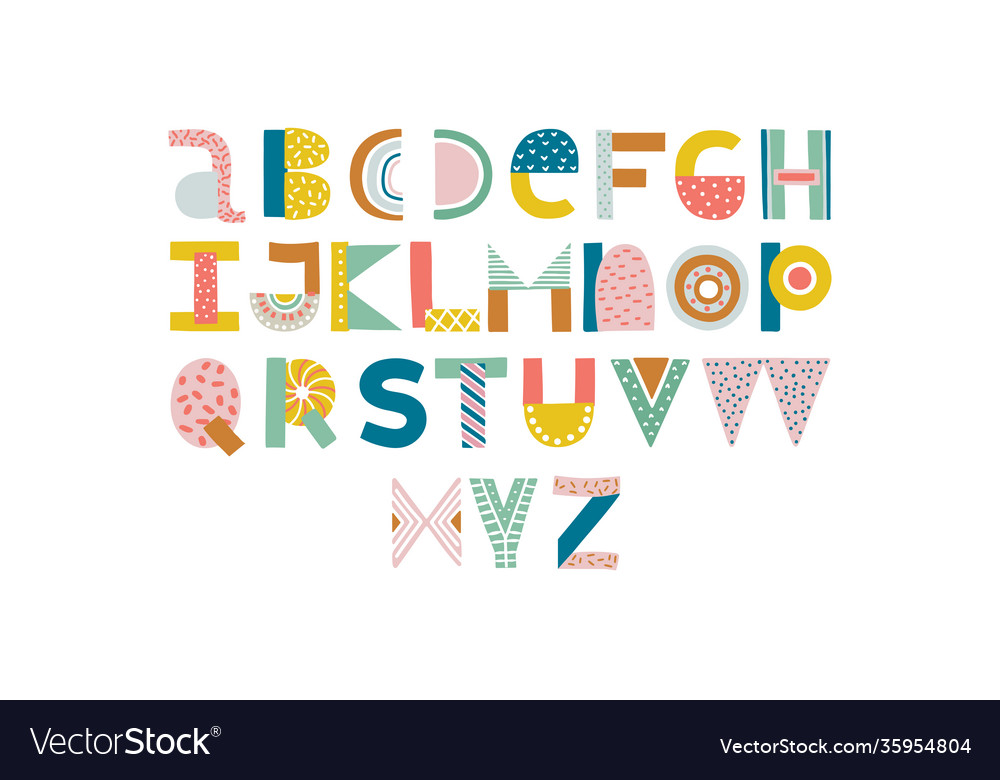 Abstract stylish alphabet nursery lettering