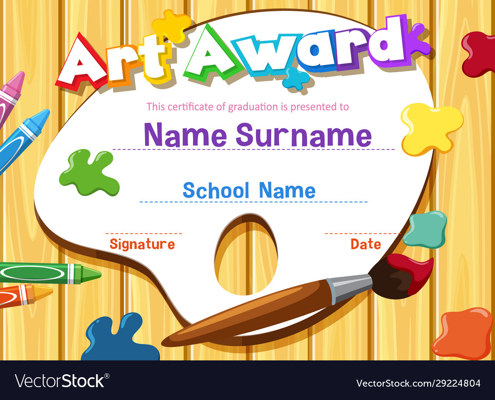 Certificate template for art award Royalty Free Vector Image Within Free Art Certificate Templates