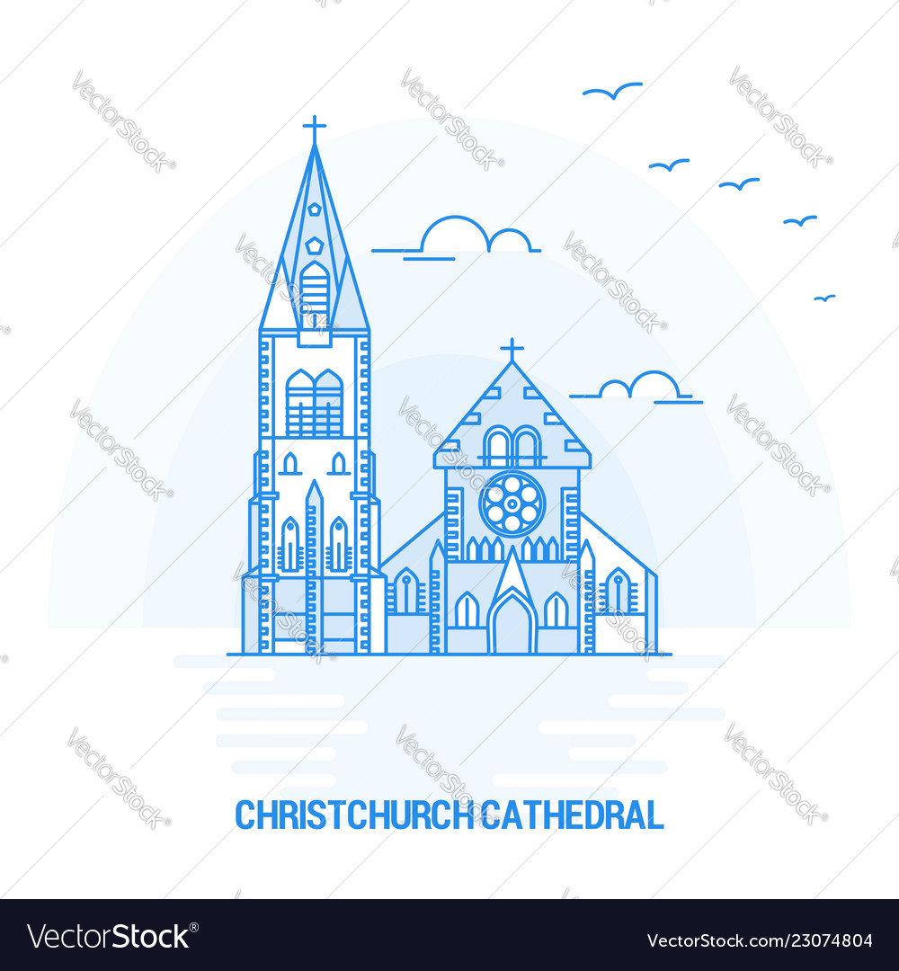 Christchurch cathedral blue landmark creative Vector Image