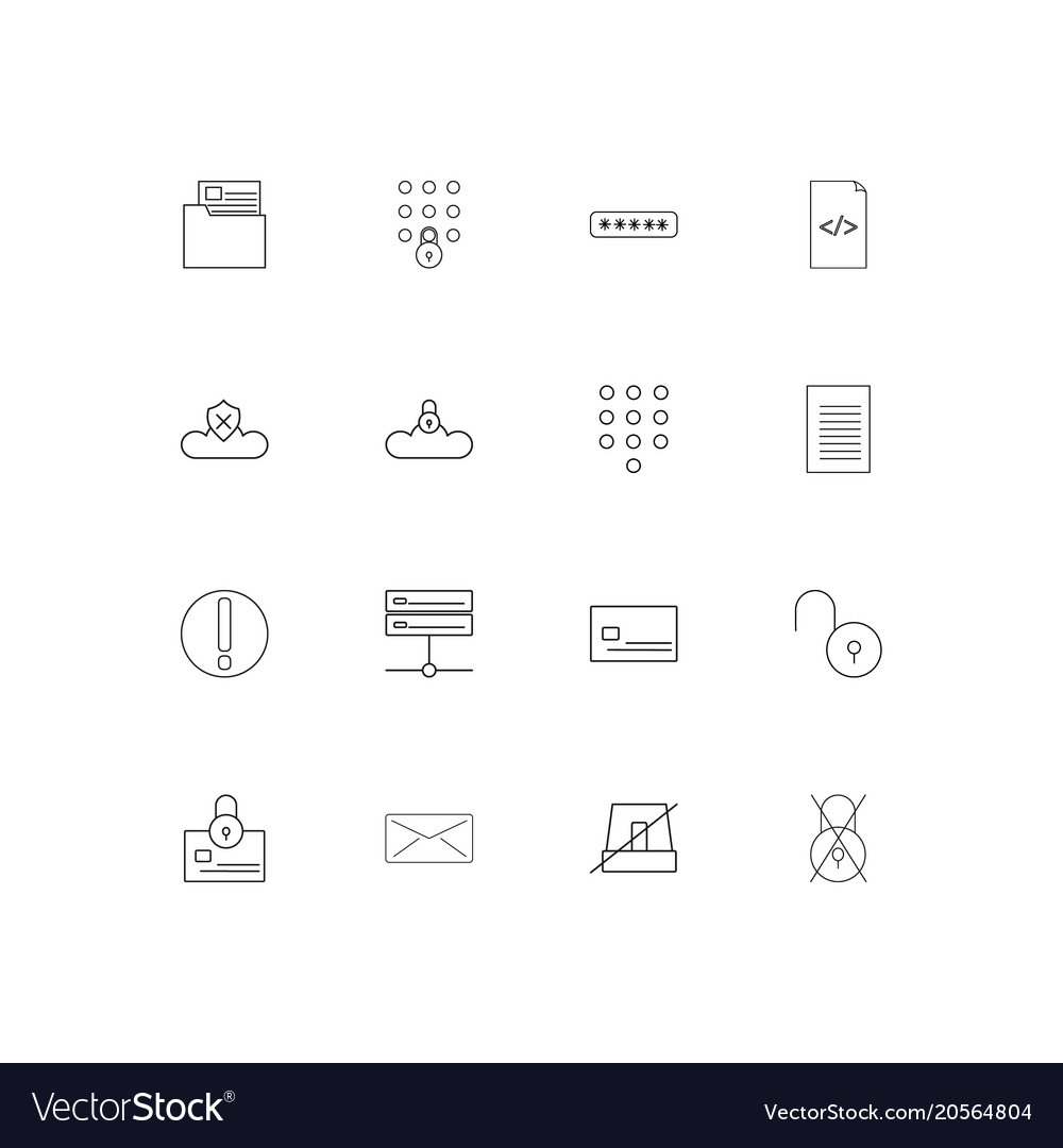 Cyber security simple linear icons set outlined