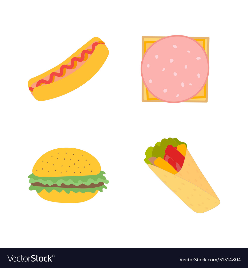 Fast food icon set isolated for poster menu web