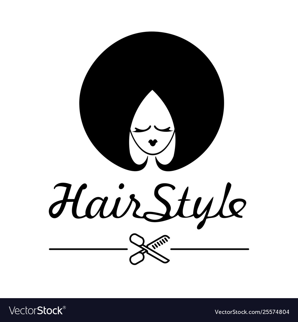 Mädchen mit einem schönen Haarschnitt Silhouette in schwarz