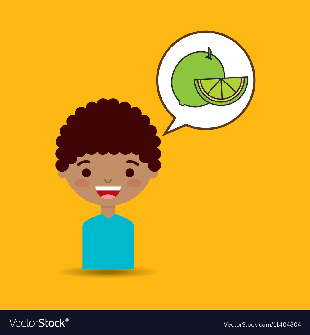 happy boy with delicious lemon fruit design vector image