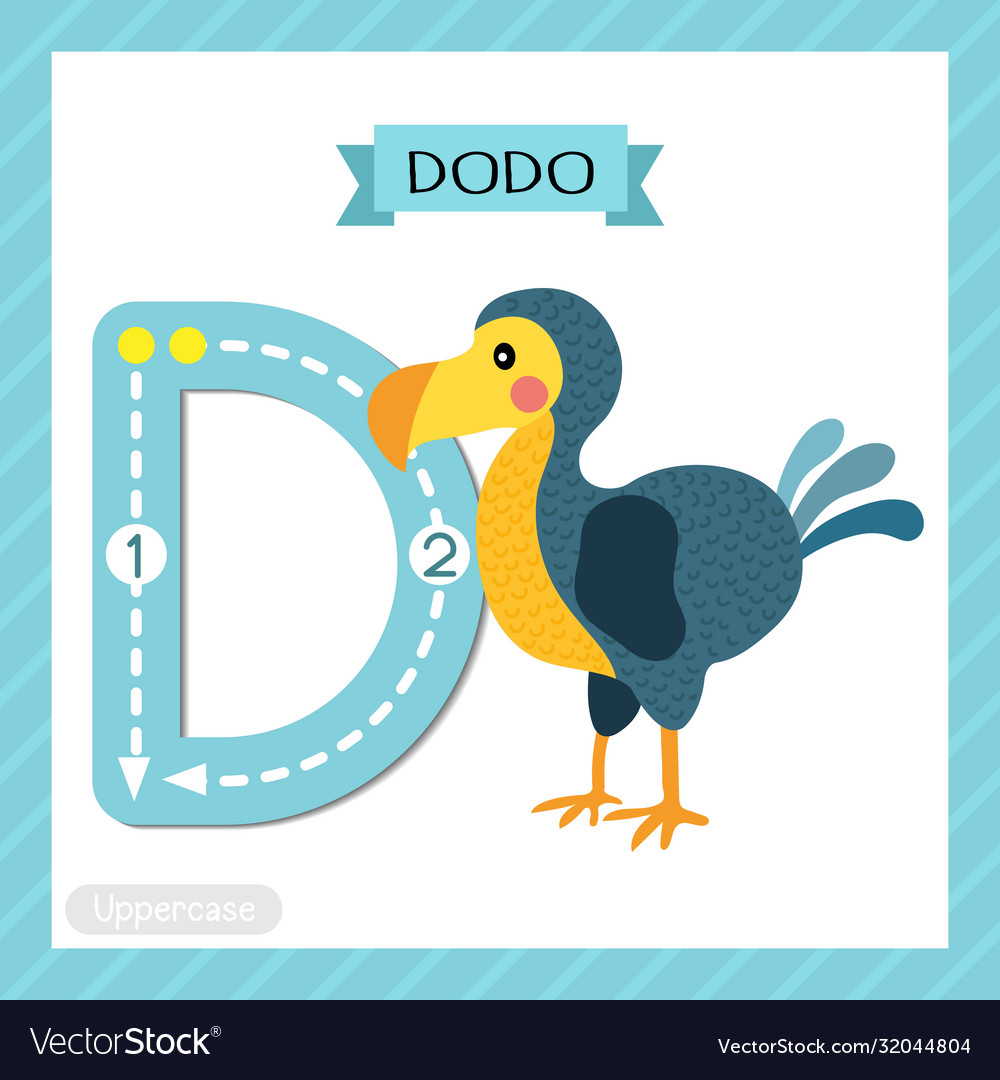 Letter d uppercase tracing dodo bird