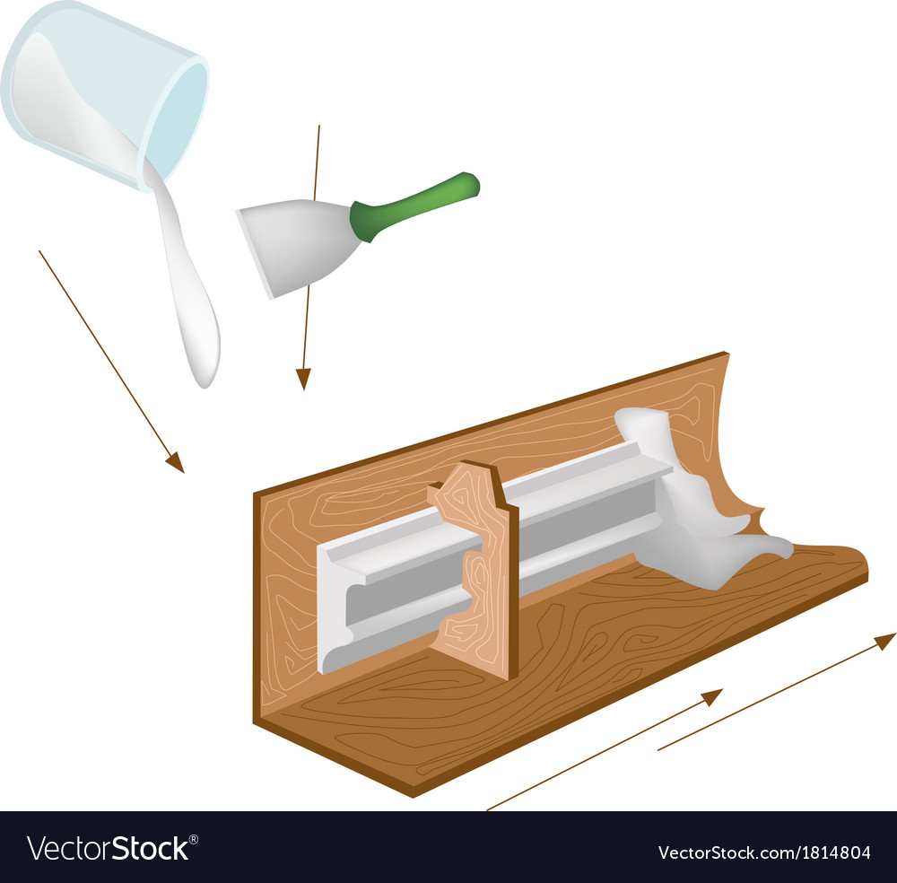 Plaster of paris in wooden mold cornice