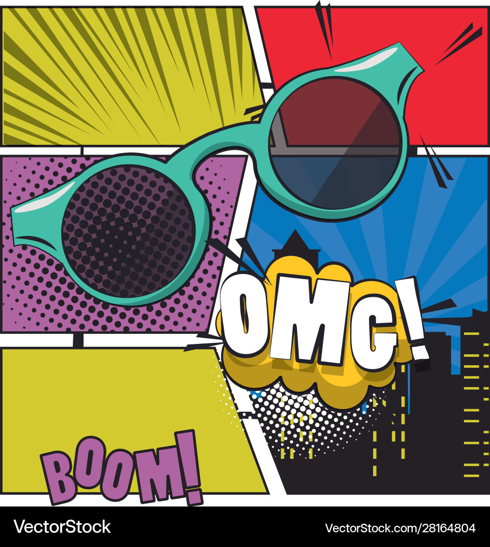 Poster pop art style with sunglasses accessory Vector Image