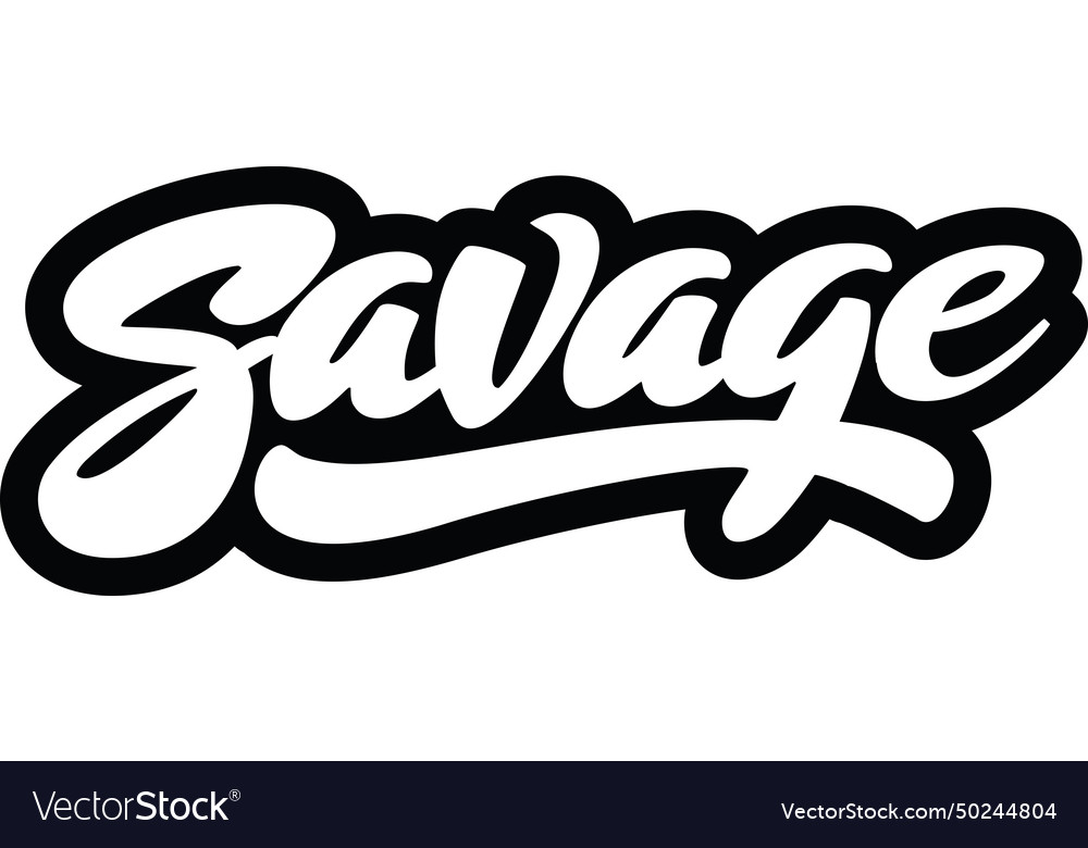 Savage word in calligraphic fonts black Royalty Free Vector