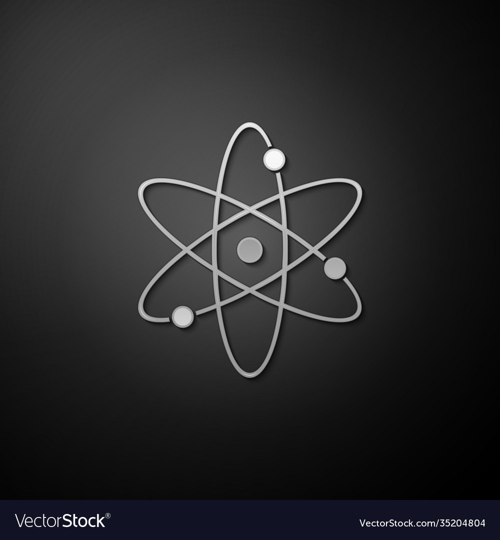Silver atom icon isolated on black background Vector Image